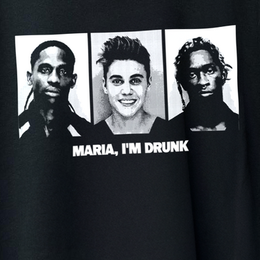 'MARIA, I'M DRUNK' MUGSHOT HEAVYWEIGHT BLACK T-SHIRT